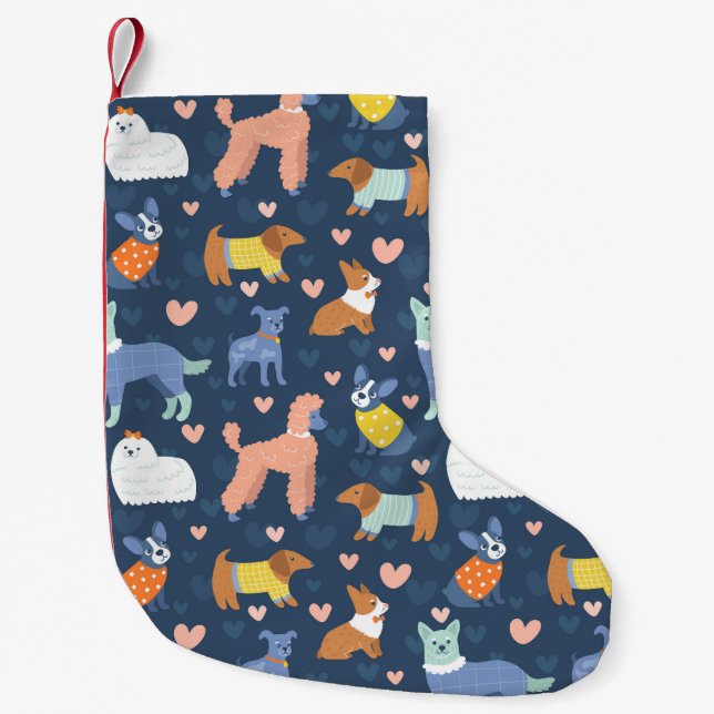 Halloween Spiders Web: Seamless Pattern Small Christmas Stocking (Front)