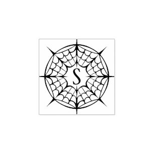 Halloween Spiderweb Design & Monogram Rubber Stamp