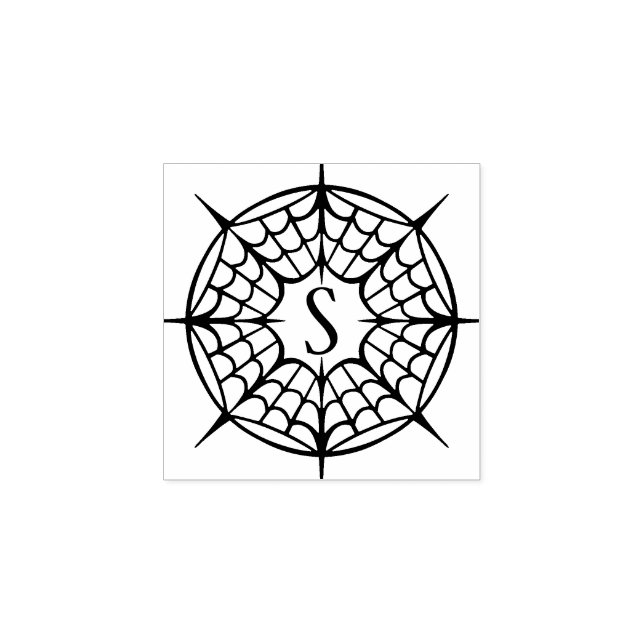 Halloween Spiderweb Design & Monogram Rubber Stamp (Imprint)