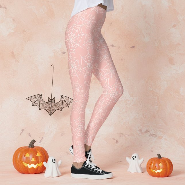 Halloween Spiderweb Pattern Pink White ID1328 Leggings (Creator Uploaded)