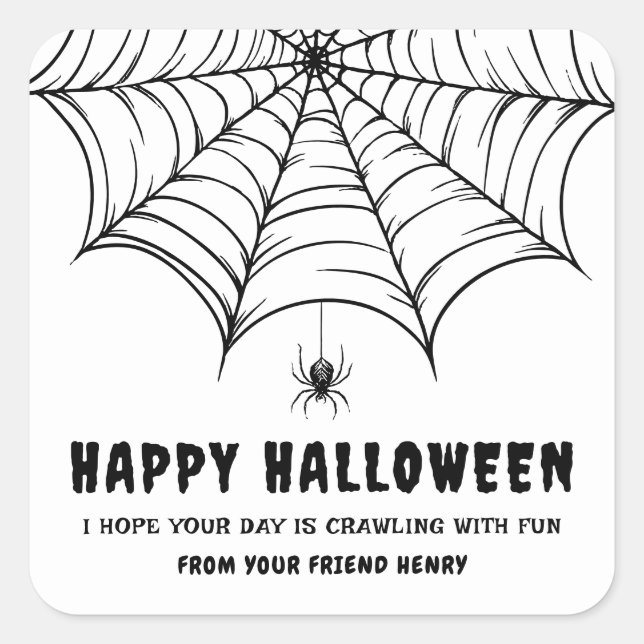 Halloween Spiderweb  Square Sticker (Front)