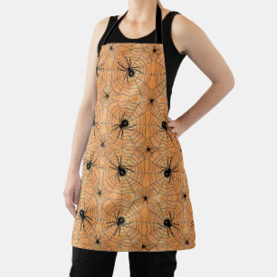 Halloween Spiderwebs Orange Apron