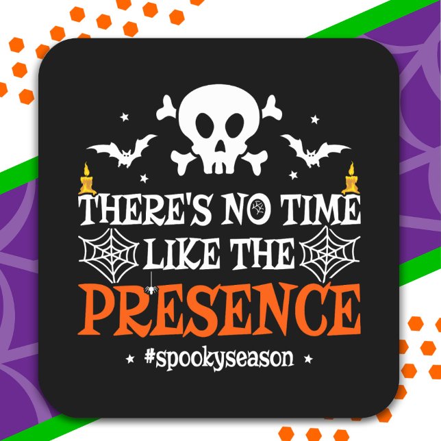 Halloween Spirit Skull Crossbones Funny Halloween Square Sticker (Creator Uploaded)