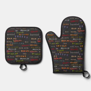 Halloween Spirit Spooky  Oven Mitt & Pot Holder Set