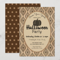 Halloween Spirits Party Vintage Damask