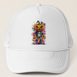 Halloween splash colour pumpkin  trucker hat