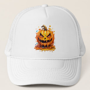 Halloween splash colour pumpkin trucker hat