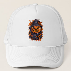 Halloween splash colour pumpkin trucker hat
