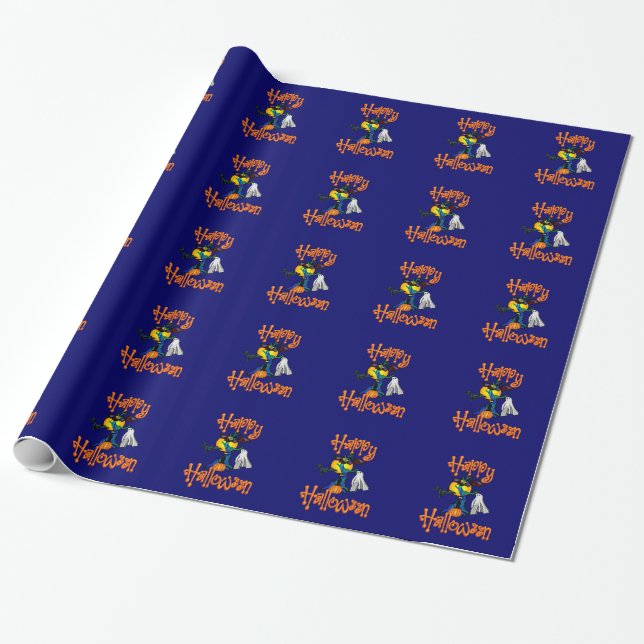 Halloween Spooks Wrapping Paper (Unrolled)