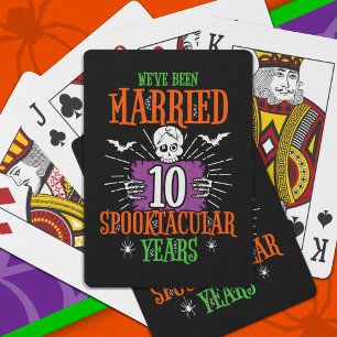 Halloween Spooktacular 10th Wedding Anniversary Playing Cards