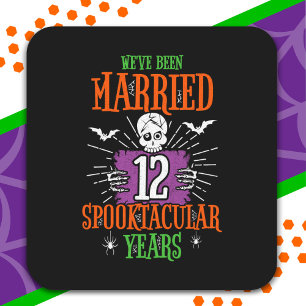 Halloween Spooktacular 12th Wedding Anniversary Square Sticker