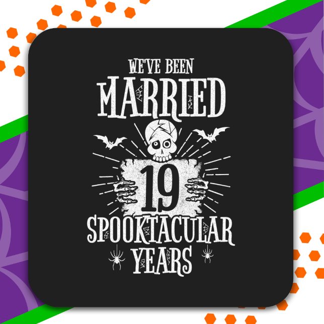 Halloween Spooktacular 19th Wedding Anniversary Square Sticker (Creator Uploaded)