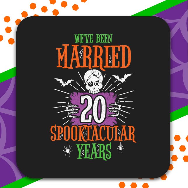 Halloween Spooktacular 20th Wedding Anniversary Square Sticker (Creator Uploaded)