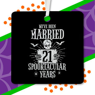 Halloween Spooktacular 21st Wedding Anniversary Metal Tree Decoration