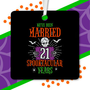 Halloween Spooktacular 21st Wedding Anniversary Metal Tree Decoration