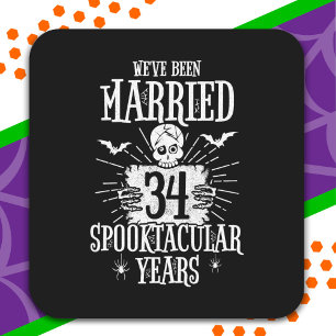 Halloween Spooktacular 34th Wedding Anniversary Square Sticker