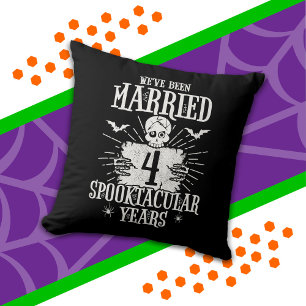 Halloween Spooktacular 4th Wedding Anniversary Cushion