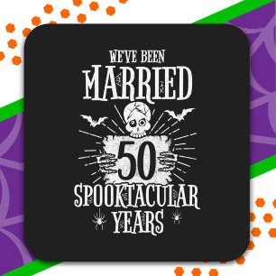 Halloween Spooktacular 50th Wedding Anniversary Square Sticker