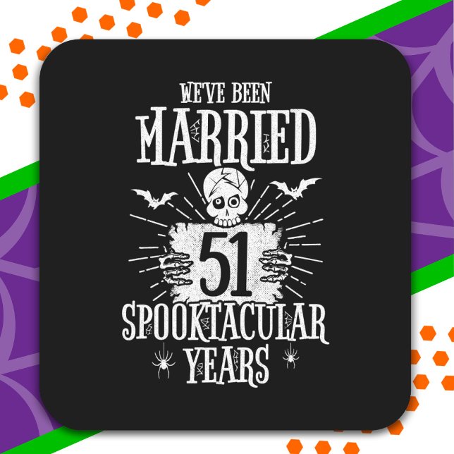 Halloween Spooktacular 51st Wedding Anniversary Square Sticker (Creator Uploaded)
