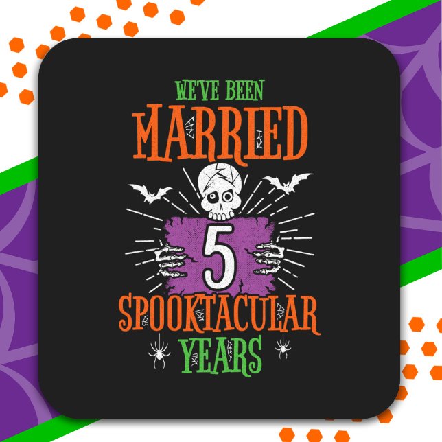 Halloween Spooktacular 5th Wedding Anniversary Square Sticker (Creator Uploaded)