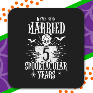 Halloween Spooktacular 5th Wedding Anniversary Square Sticker