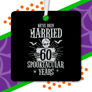 Halloween Spooktacular 60th Wedding Anniversary Metal Tree Decoration
