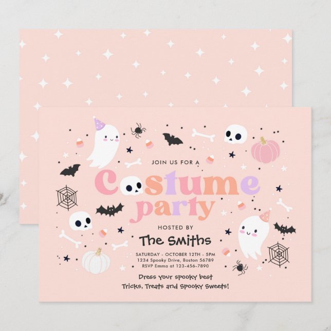 Halloween Spooktacular Costume Party Cute Ghost Invitation (Front/Back)