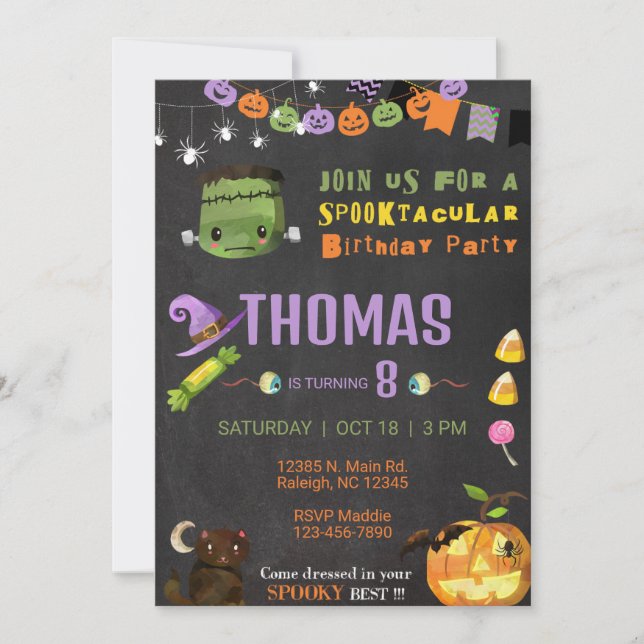 Halloween spooktacular Frankenstein invitation. Invitation (Front)
