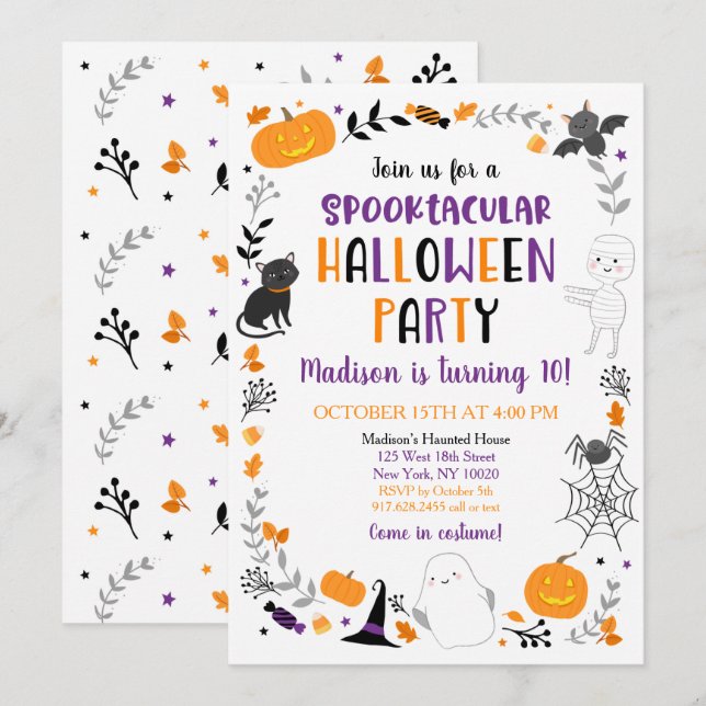 Halloween Spooktacular Ghost Pumpkin Birthday Invitation (Front/Back)