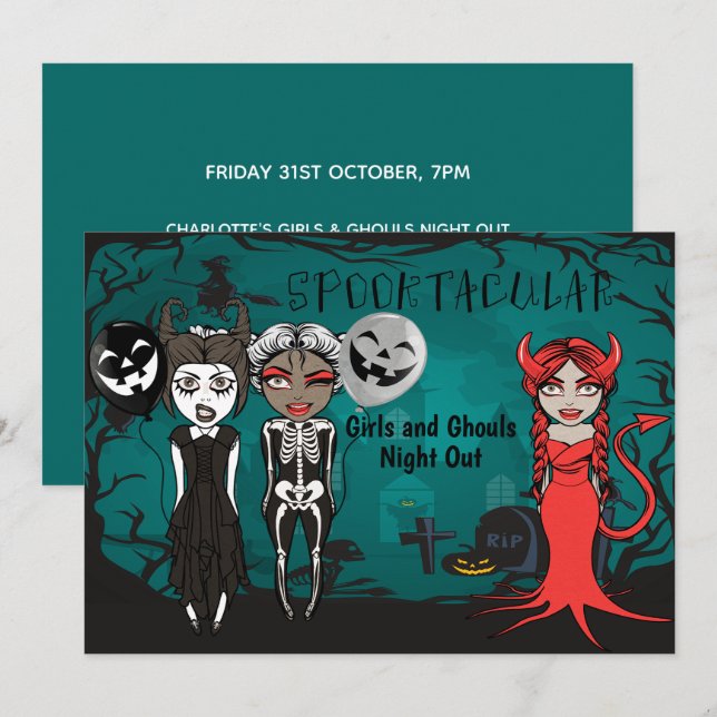 Halloween Spooktacular Girls And Ghouls Night Out Invitation (Front/Back)