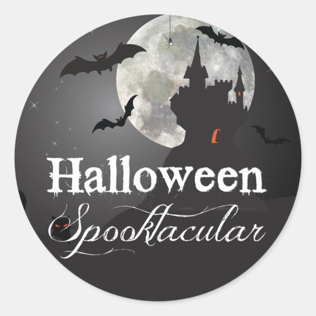 Halloween Spooktacular Haunted Castle Classic Round Sticker (Front)