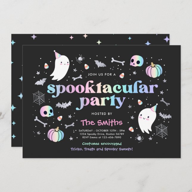 Halloween Spooktacular Party Cute Pastel Ghost Invitation (Front/Back)