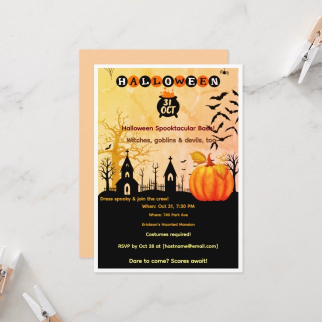 Halloween Spooktacular Party Invitation (Front/Back In Situ)
