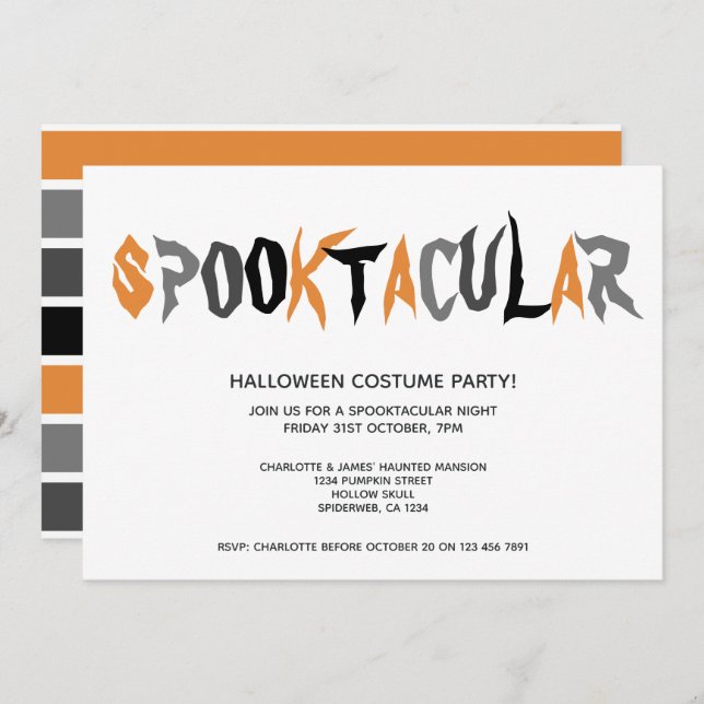 Halloween Spooktacular Party Striped Pattern Invitation (Front/Back)