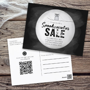 Halloween Spooktacular Sale Owl QR Code Website Postcard