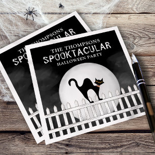 Halloween Spooktacular Spooky Whimsical Black Cat Napkin