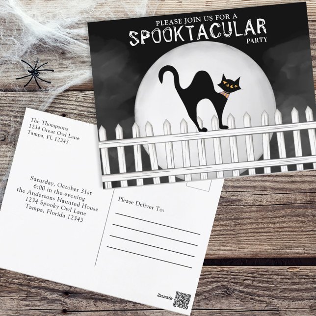 Halloween Spooktacular Spooky Whimsical Black Cat Postcard (Creator Uploaded)