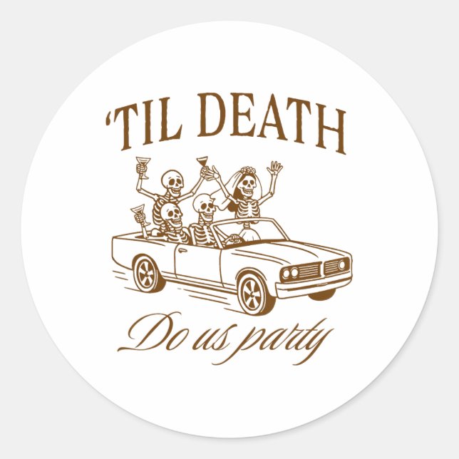 Halloween Spooky Bachelorette Party til Death Do U Classic Round Sticker (Front)