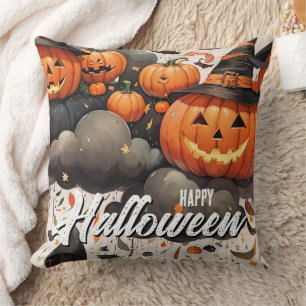 Halloween spooky balloons jack'o'lantern cushion