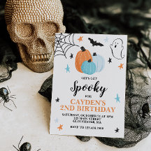 Halloween Spooky Birthday Blue Pumpkins