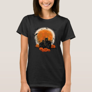 Halloween Spooky Black Cat Mum Pumpkin Ghosts Scar T-Shirt