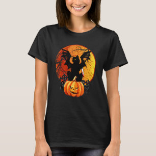 Halloween Spooky Black Cat Mum Pumpkin Graveyard S T-Shirt