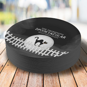 Halloween Spooky Black Cat Spooktacular Party Paper Plate