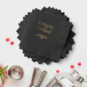 Halloween Spooky Black Costume & Cocktails Party Foil Napkins