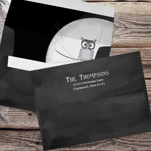 Halloween Spooky Black Scary Creepy Owl Envelope