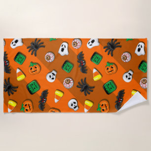 Halloween Spooky Candies Party    Beach Towel