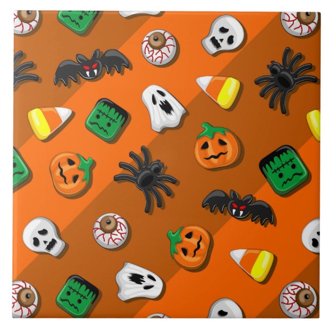 Halloween Spooky Candies Party Ceramic Tile (Front)