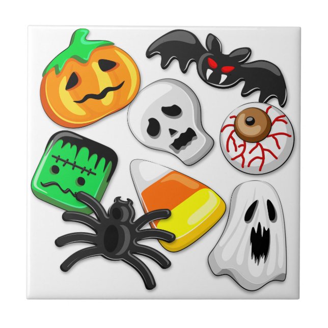 Halloween Spooky Candies Party    Ceramic Tile (Front)