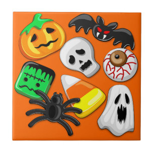 Halloween Spooky Candies Party Ceramic Tile