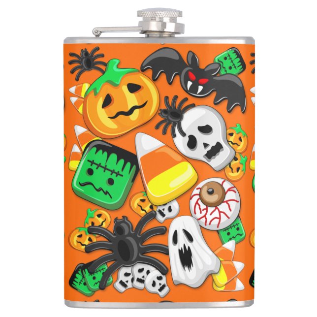 Halloween Spooky Candies Party     Hip Flask (Front)